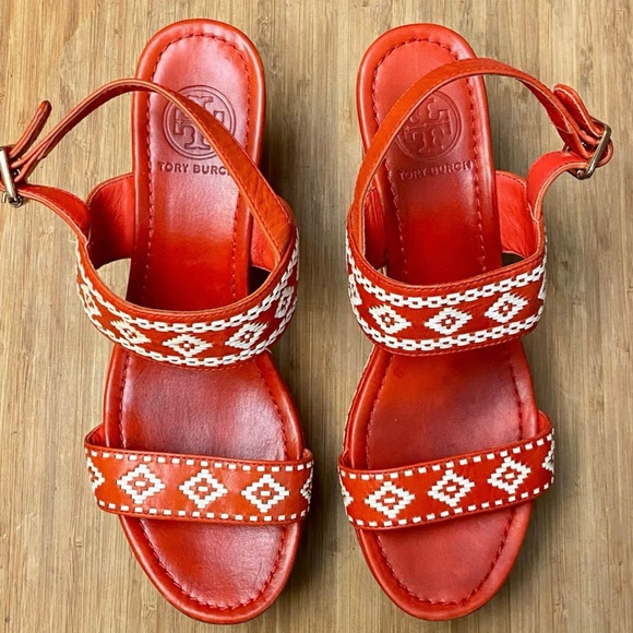 Tory Burch red Wedges. - Picture 2 of 6